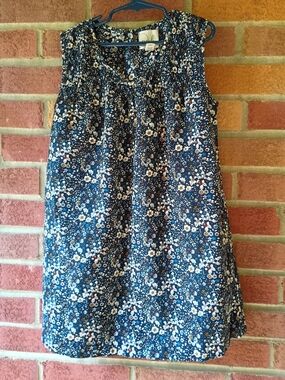Navy Floral Sleeveless Tunic Top